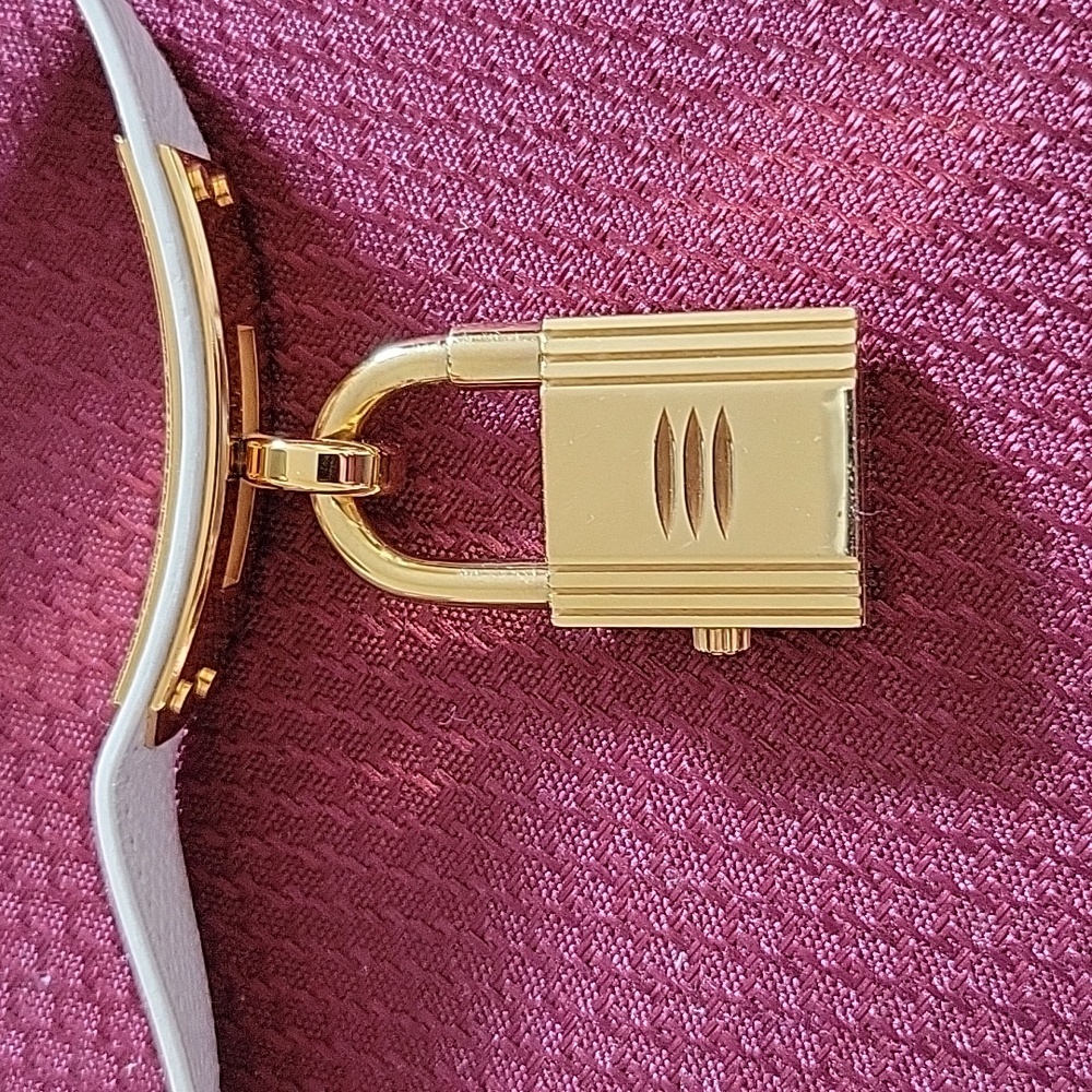 Hermes Gold and White Women's Kelly Lock Watch - Picture 9 of 10